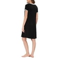 thumbnail image 3 of INSPIRE CHIC Women's Nightshirt Sleepwear Lounge Pajama Dress V Neck Short Sleeve Nightgowns M Black, 3 of 6