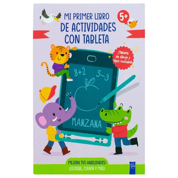 Libro infantil con tableta: Mi primer libro de actividades con tableta 5: ¡Escribe, cuenta y más! (Violeta)