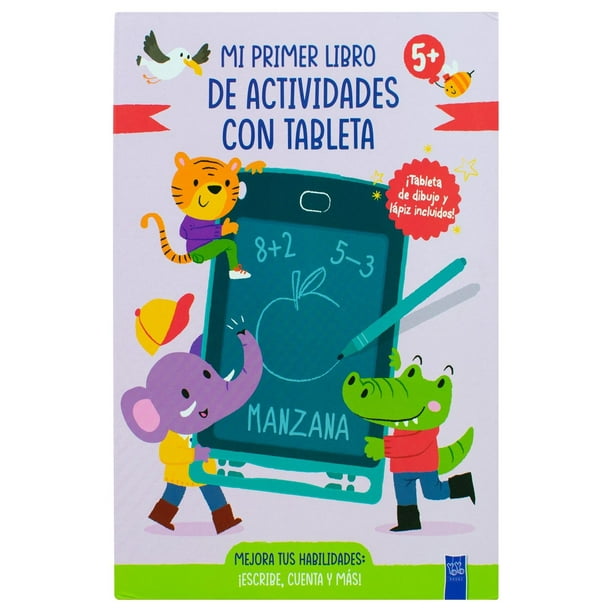 Libro infantil con tableta: Mi primer libro de actividades con tableta 5: ¡Escribe, cuenta y más! (Violeta)