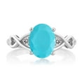 thumbnail image 2 of Gem Stone King 1.56 Ct Oval Green Turquoise White Diamond 925 Sterling Silver Ring (Size 9), 2 of 4