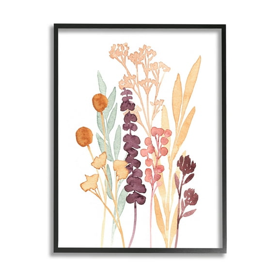 Stupell Industries Wildflower Botanicals Layered Herbs Graphic Art Black Framed Art Print Wall Art, Design by Annie Warren