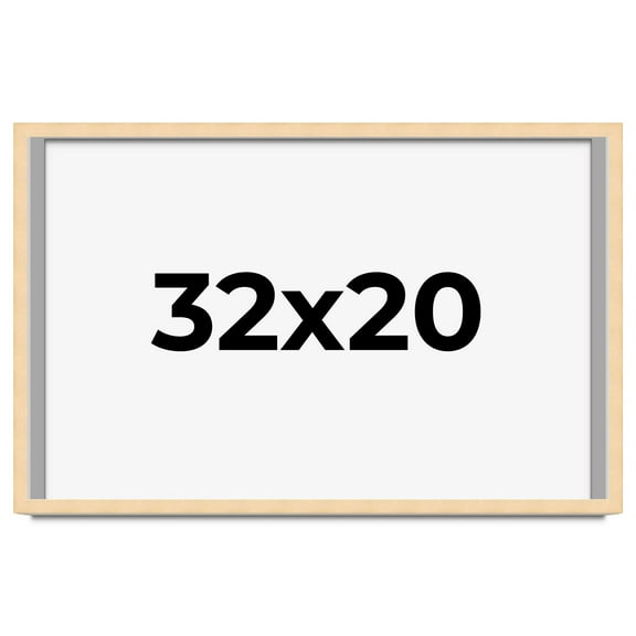 32x20 Frame Natural Wood Picture Frame | 0.75 Inch Moulding Width | with UV Acrylic Plexiglass,