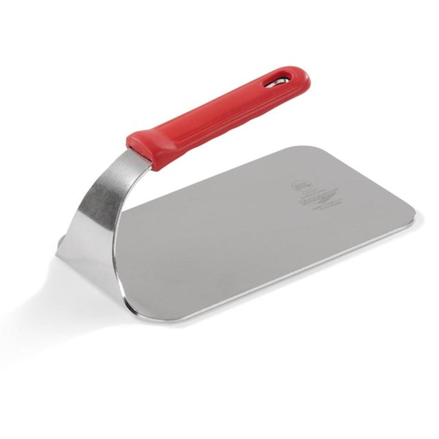 Vollrath 50661 1.6 lb Flat-Bottom Steak Weight Press with Removable Red Silicone Ergonomic Handle for Grill Food Truck Burger Bacon | Heat Resistant up to 450°F, 9"L x 4-3/4"W, Stainless Ste