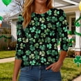 thumbnail image 4 of Yammkia St Patty's Day Shirt Women 3/4 Sleeve St Patricks Day Shirt Women 3/4 Sleeve Saint Patricks Day T-Shirt Lucky Irish Shamrock Graphic Tee Tops(Black,M), 4 of 8