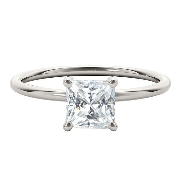 1.25 Carat Solitaire Princess Cut Moissanite Engagement Rings For Womens In 10K Solid Rose White Yellow Gold