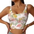 thumbnail image 1 of Balery Tropical Flamingo Pineapple Sujetadores deportivos con espalda cruzada para mujer, acolchados, sin costuras, de alto impacto, ideales para yoga, gimnasio, entrenamiento y fitness.-X-Large, 1 of 8