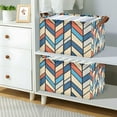 thumbnail image 2 of Yayeee Foldable Storage Basket for Shelves with Handles Waterproof Cloth Bins, Blue Geometric, 2 of 7