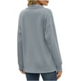 thumbnail image 4 of Solid Color Lapel Pullover for Women Winter Long Sleeve Blouse Loose-Fit Casual Tops, 4 of 4