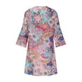 thumbnail image 5 of Njoeus Women's Boho Mini Dress Floral 3/4 Long Sleeve V Neck Flowy Tunic Dress Loose Casual Beach Dresses, 5 of 8