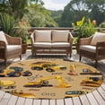 thumbnail image 5 of Construction Truck 8' Round Area Rug, Cartoon Grips and Bulldozers Turmeric Washable Non-Slip Large Circle Rugs for Living Room Bedroom, Soft Low Pile Rug Carpet for Dining Room Kitchen Farmhouse, 5 of 9