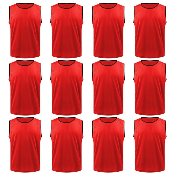 TOPTIE 12 Paquets Gilets d'Entraînement de Soccer Pinnies Scrimmage pour Adultes et Enfants Accessoires de Sport Chandails