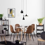 FurnitureR Mid Century Modern Set of 4 Reception Chairs, Industrial Upholstered Chairs with Metal Legs for Office, Lobby, or Waiting Room, Easy Assemble, Brown