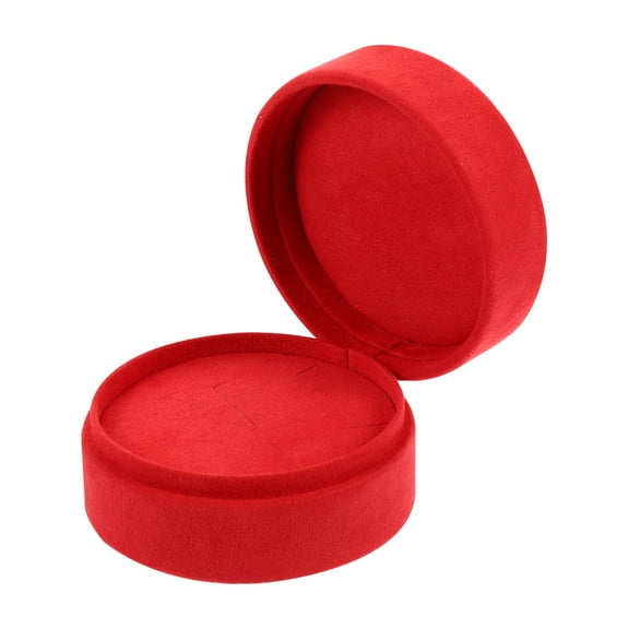 Ring Case Gift Round Jewelry Box Organizer Boxes Travel Jwelery Organizers Display Necklace Single Flannel Red
