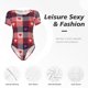 thumbnail image 4 of Balery Heart Plaid Body de cuello redondo de manga corta para mujer Tops de manga corta Tops básicos-Medium, 4 of 7
