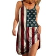 thumbnail image 2 of Lolmot Womens Summer Tank Mini Dress 4th of July American Flag Print Sleeveless Dress Casual Ruffle Floral Beach Party Sundress on Clearance, 2 of 6