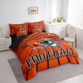 thumbnail image 3 of jejeloiu Football Sport City 7pcs Bedding Comforter Set,Orange Rugby Helmet Queen Bedding Sets For Boys Teens Reversible, 3 of 8