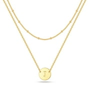 VESITIM Layered Initial Necklaces for Women | A-Z Coin Letter Necklaces for Women | 14K Gold Plated Minimalist Dainty Trendy Jewelry