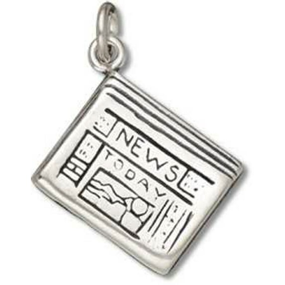 Sterling Silver 30" 1mm 3D Detailed Fresh Folded English Media Newspaper Pendant Necklace