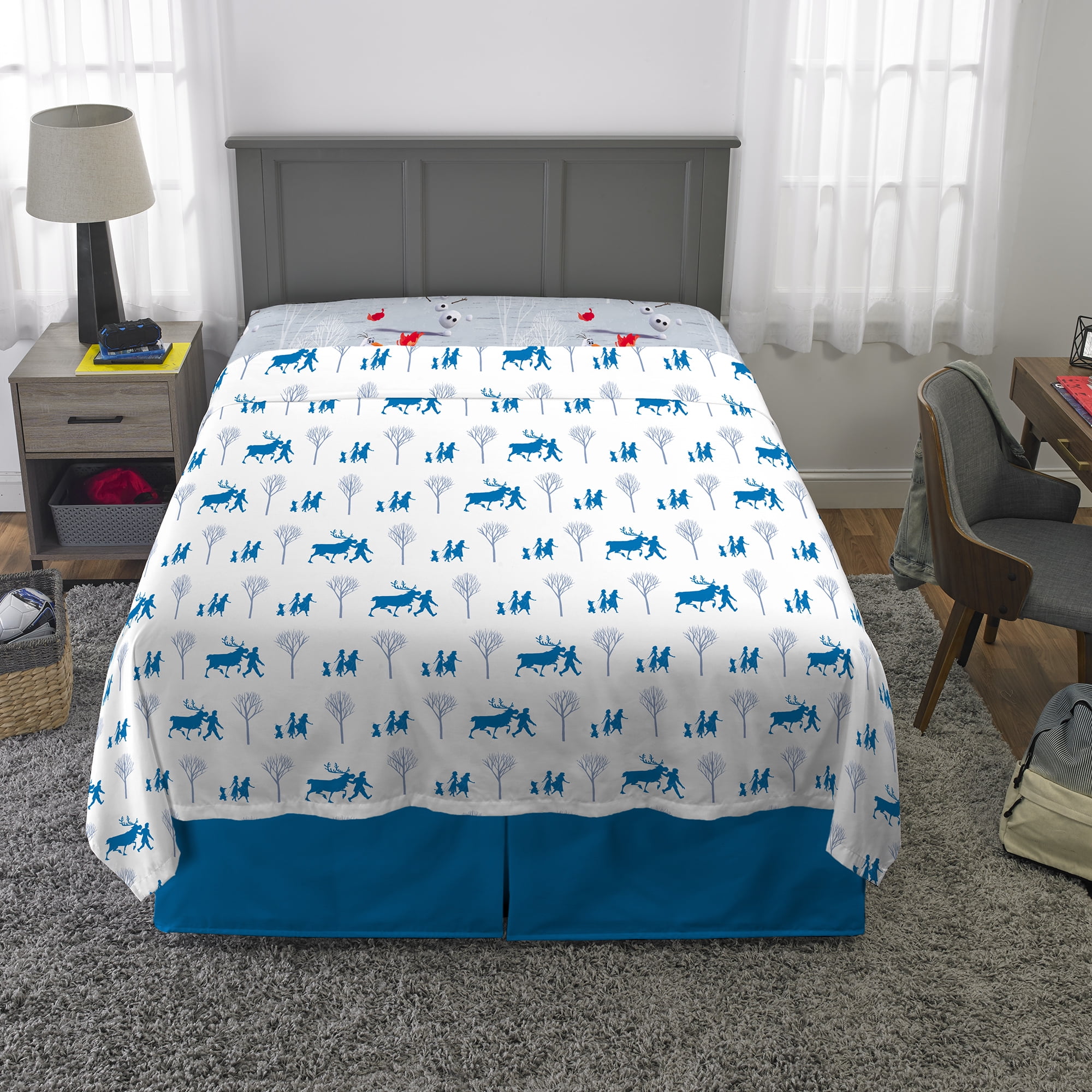 Disney Frozen Olaf Kids Full Sheet Set, White and Gray