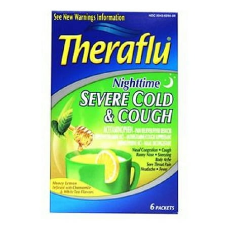 Theraflu Nighttime Severe Cold & Cough with Honey Lemon Infused with Chamomile & White Tea Flavors 6 ct