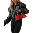 thumbnail image 4 of Women Vegan Leather Evening Handbag Crocodile Pattern Handle Clutch Purse Cross Body Envelope Bag, 4 of 8