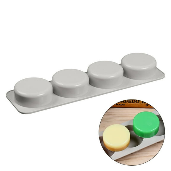 Clearance Under $2, 1 Pack 4-Cavity Silicone Soap Mold, Flexible Non-Stick Baking Mold for Handmade Soaps Muffins and Brownies, DIY Craft Supplies, Shape(A)