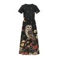thumbnail image 6 of Uourmeti Girls Summer Maxi Dresses Crew Neck Short Sleeve Casual Flowy Tiered Long Dress with Pockets (Cute Owl Flower), Size 7-8 Years, 6 of 7