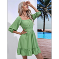 thumbnail image 4 of Vestido Informal de para Mujer, con Mangas Largas Tipo Farol, Cintura Alta y Lazo en la Espalda, Corte A. Verde M, 4 of 10