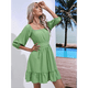 thumbnail image 4 of Vestido Informal de para Mujer, con Mangas Largas Tipo Farol, Cintura Alta y Lazo en la Espalda, Corte A. Verde M, 4 of 10