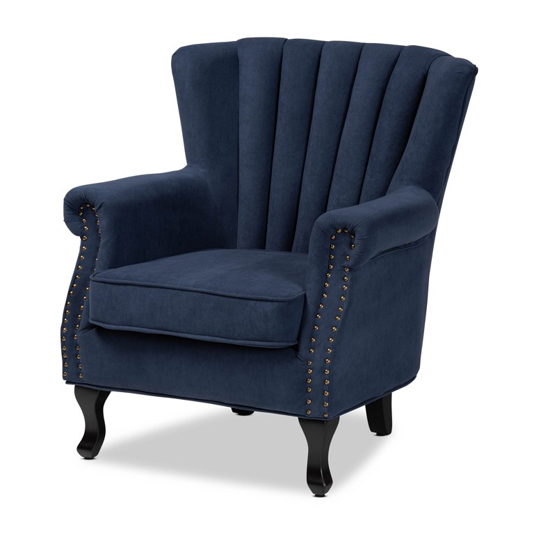 Baxton Studio Relena Wingback Chair Navy Walmart