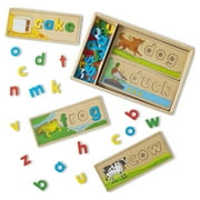 Melissa & Doug Wooden See & Spell, 8 Spelling Boards and 64 Letter Pieces, Toddler Toys