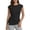 Black, variant on Women's Ruched Wrap Cap Sleeve Tops, Crew Neck Asymmetrical Hem Slim Fit Top, Elegant Draped Casual Trendy Summer