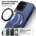 thumbnail image 2 of Allytechgroup Magnetic Case for iPhone 14, Built-in Invisible 360° Rotatable Kickstand, Compatible with MagSafe, PU Leather Slim Shockproof Protective Phone Case Cover, Blue, 2 of 7