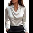 thumbnail image 2 of Camisas Elegantes de Larga con Cuello de Color Liso para Mujer, Camisetas Formales de Trabajo, Blusas Casuales de Oficina M, 2 of 6