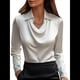 thumbnail image 2 of Camisas Elegantes de Larga con Cuello de Color Liso para Mujer, Camisetas Formales de Trabajo, Blusas Casuales de Oficina XXXL, 2 of 6