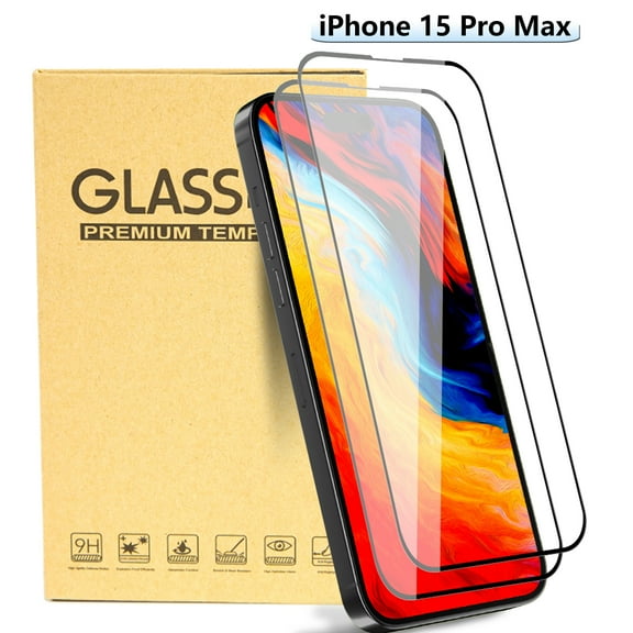 Hotpom Screen Protector for iPhone 15 Pro Max - Clear, Case-Friendly Tempered Glass, 2 Pack