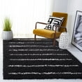 thumbnail image 3 of SAFAVIEH Venus Anuki Striped Shag Area Rug, 5'3" x 7'6", Black/Ivory, 3 of 9