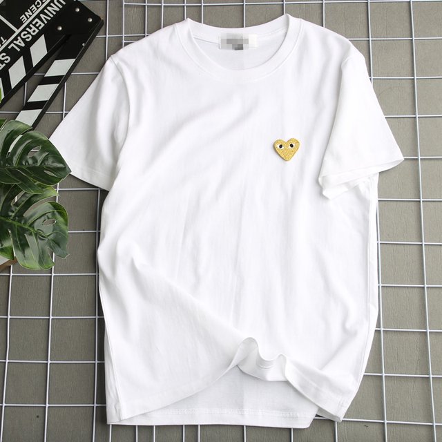 PLAY Camiseta Love Bordada Hombres Y Mujeres Blanco Y Negro Algodón Puro Pareja Estudiantes Manga Corta Gao Jiahui unisex