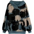 thumbnail image 1 of Pumpkin Cat Sweatshirt Femme Halloween Col Rond Pull Manches Longues Tops Décontracté Ample, 1 of 4