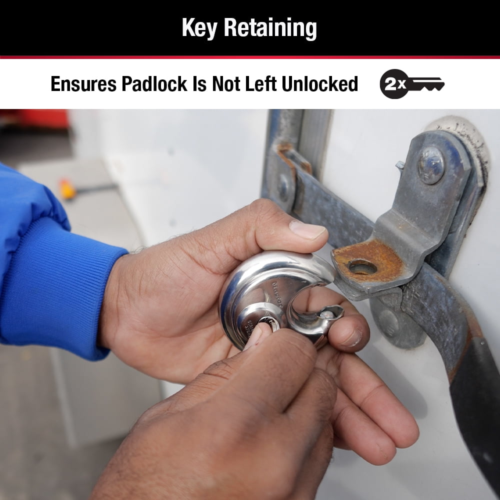 (2 pack) Master Lock 2-3/4in (70mm) Wide Stainless Steel Discus Padlock with Shrouded Shackle