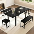 thumbnail image 4 of 63-inch Extendable Dining Table Set for 6-8 People, Modern Kitchen Set with 2 Benches & 2 Stools, 4 of 8