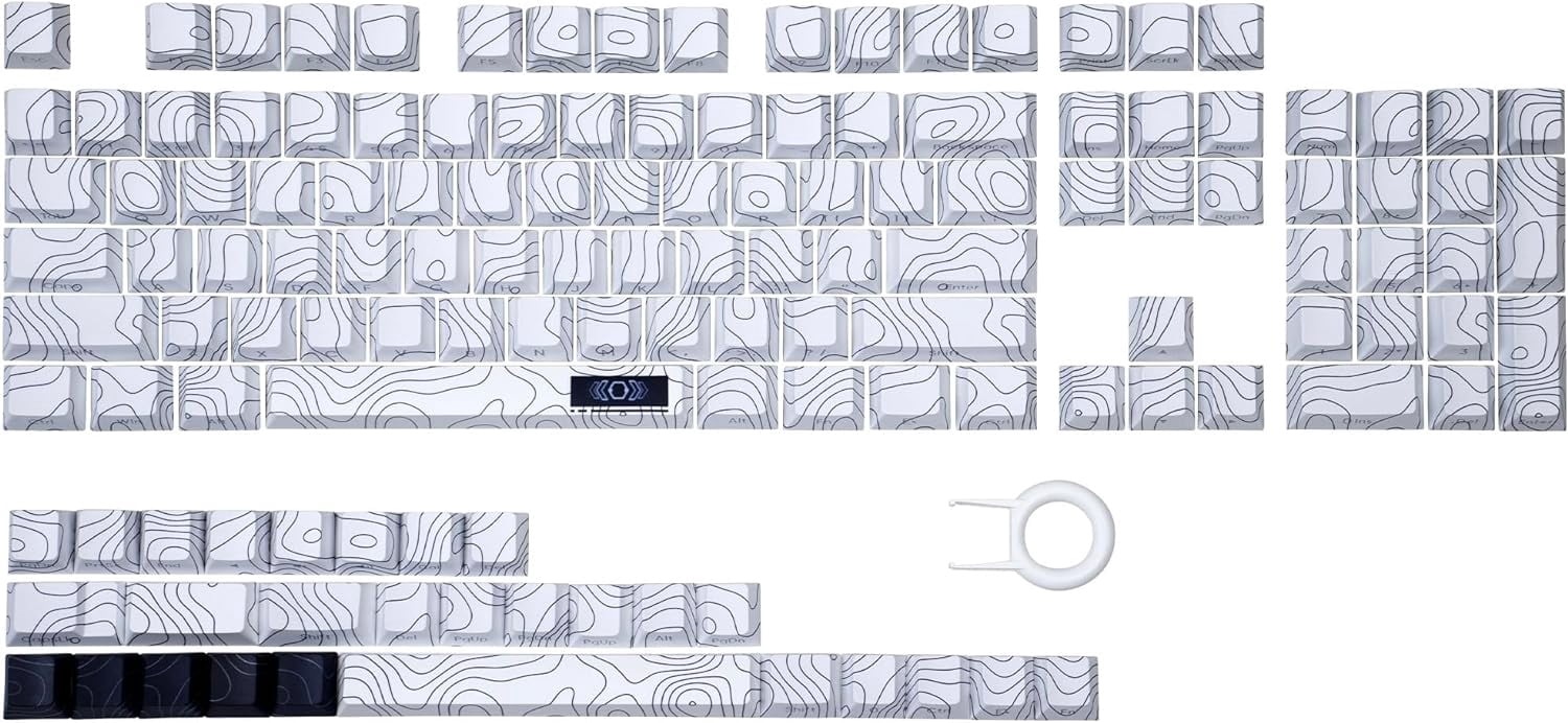 YMDK 139 Mac Keycaps Set - Cherry Profile PBT Dye-Sub Keycaps For Mechanical Keyboards (White, Normcore)