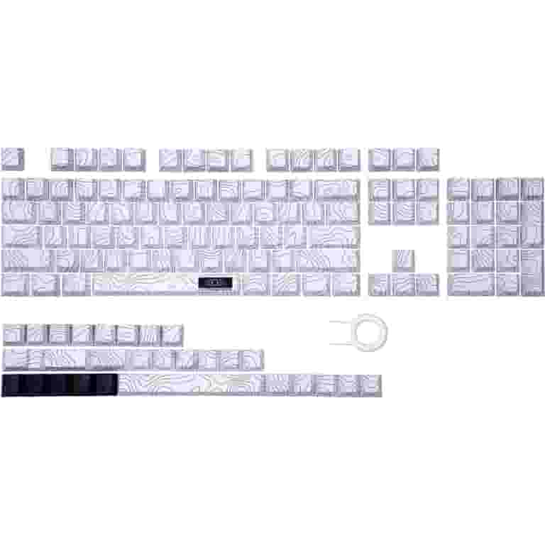 YMDK 139 Mac Keycaps Set - Cherry Profile PBT Dye-Sub Keycaps For Mechanical Keyboards (White, Normcore)