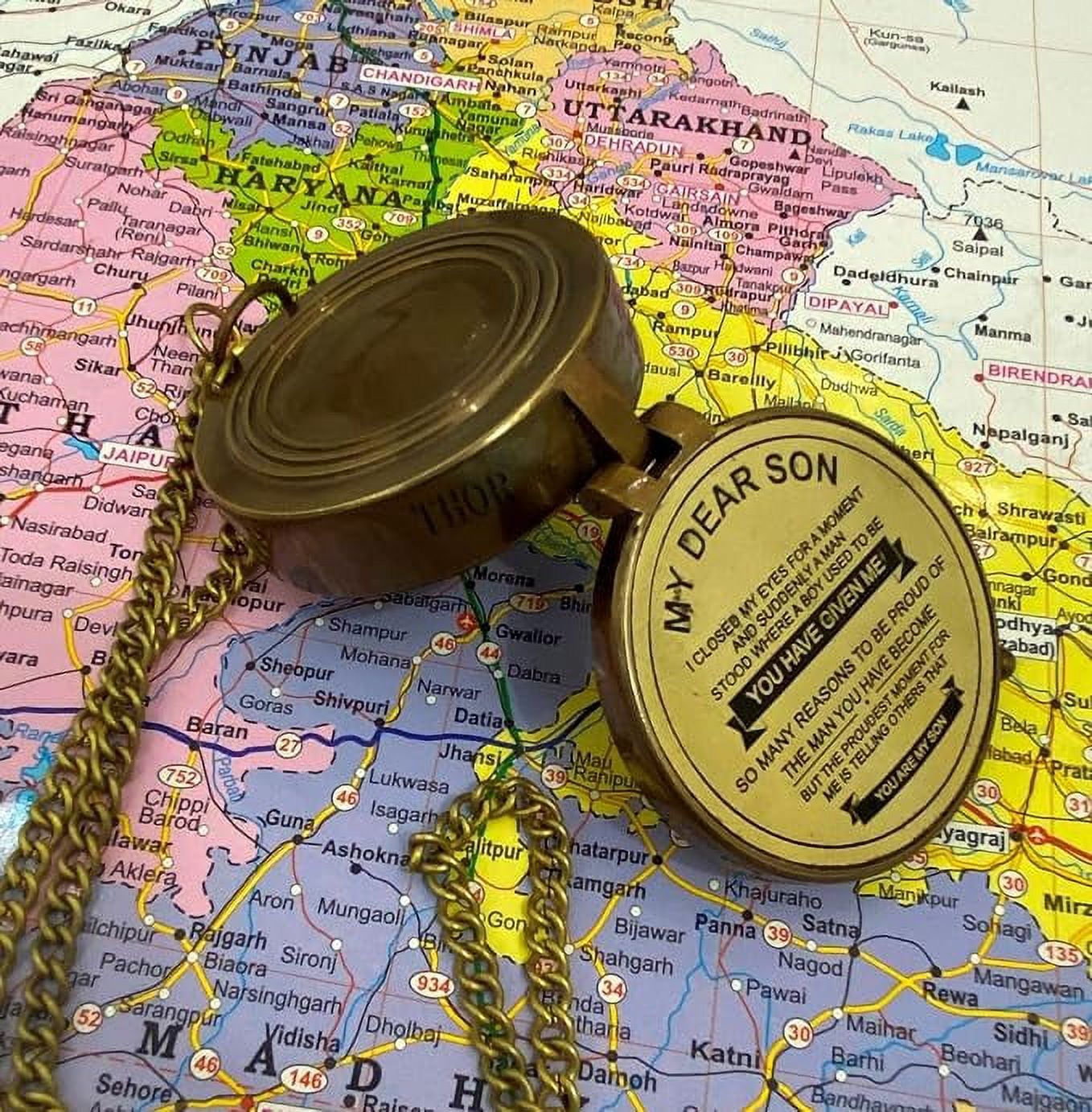 Engraved Compass My Dear Son Brass Compass Engraved Gifts for Men Antique for Men Romantic Gifts for Him/Her Keepsake Gifts for Son Compass Boating Compass Direction Pocket Compass Gift
