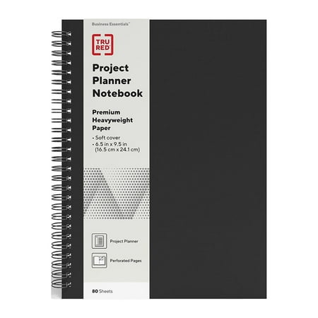 UPC: 0718103321358 | TRU RED Medium Soft Cover Project Planner Notebook Blk TR54989
