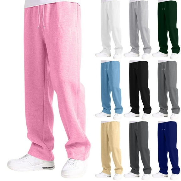 Boys Baggy Sweatpants Straight Leg Open Bottom Casual Sweat Pants Teens Drawstring Elastic Waist Athletic Joggers Pocket Boys Dress Pants Size 14 Girls Uniform Pants Stretchy