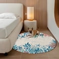 thumbnail image 3 of Summer Marine Life Round Living Room Rugs 5 ft, Ocean Starfish Coral Green Seaweeds Letter Print Washable Area Rug with Non-Slip Sturdy Edge Binding Round Carpet for Entryway Kitchen Bedroom Bathroom, 3 of 9
