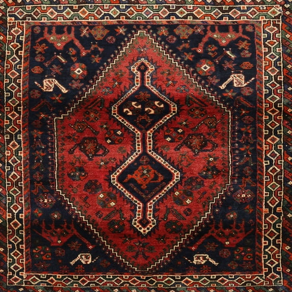 Ahgly Company Machine Washable Indoor Square Traditional Sepia Brown Area Rugs, 3' Square