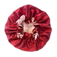 thumbnail image 2 of Satin Sleep Cap,Double Layer Adjustable Sleep Bonnet,Waterproof Reusable Bathing Shower Hat, 2 of 7