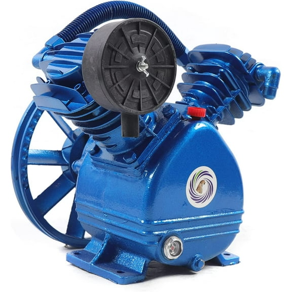 Air Compressor Pump Head, 3HP 175psi V-Style Air Compressor Piston Pump Head Two-Stage Air Compressor Pump Replacement Cast Iron, V-0.25/12.5 (US Stock)